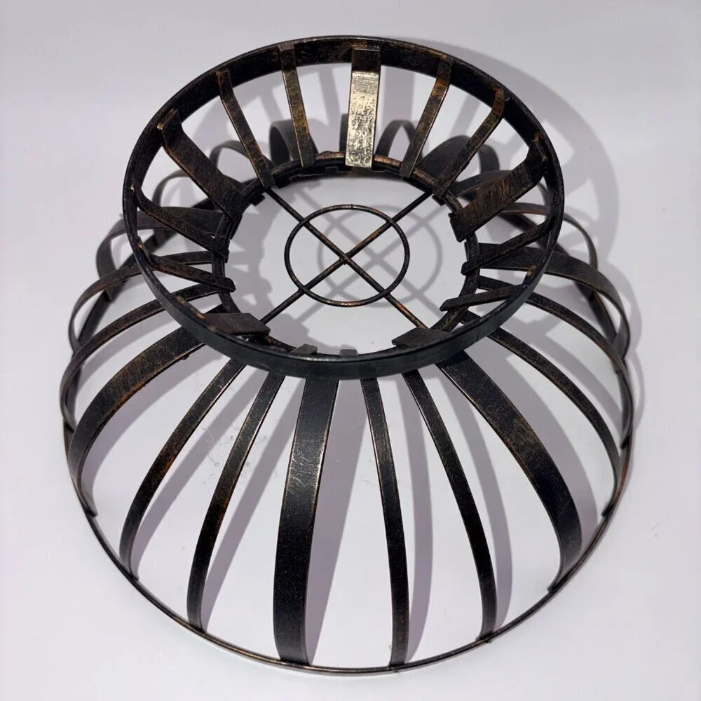 Vintage Black Metal Wire Pedestal Bowl Basket | Industrial Farmhouse Decor